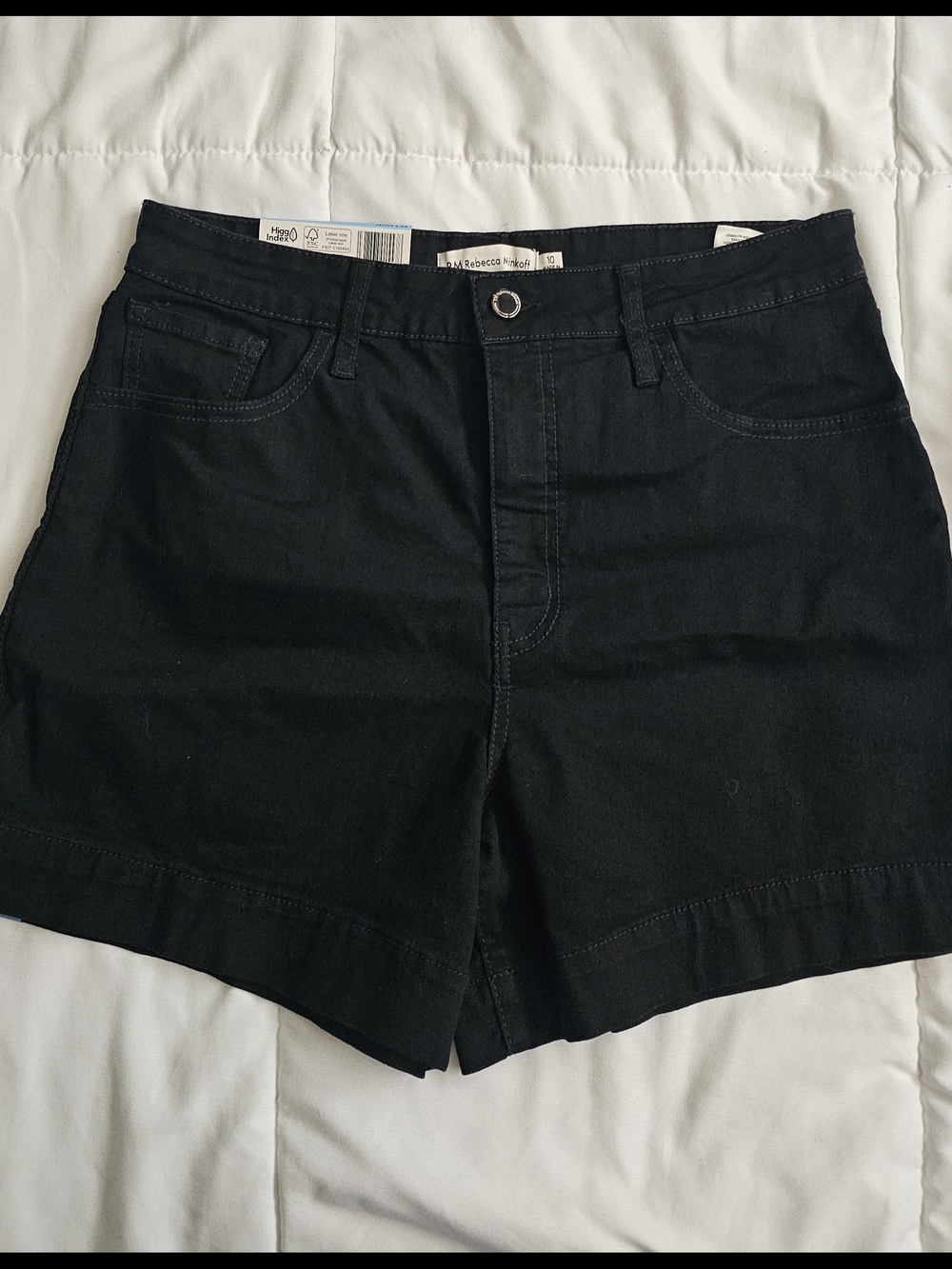 Rebecca Minkoff Black Denim High-Rise 90s Style Shorts - Picture 1 of 7